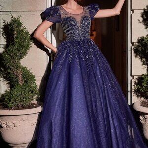 NAVY Prom Party Evening LAYERED TULLE BALL GOWN A-LINE Dress CD702